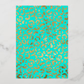 Praat Dertig Tegen Mij Leopard Blauwgroen Goud 30e Folie Uitnodiging (Achterkant)