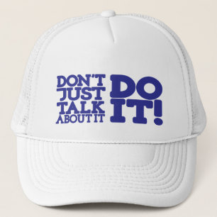 Praat er niet alleen over blauw en wit grafisch pe trucker pet