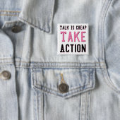 Praat is goedkoop vierkante button 5,1 cm (In situ)