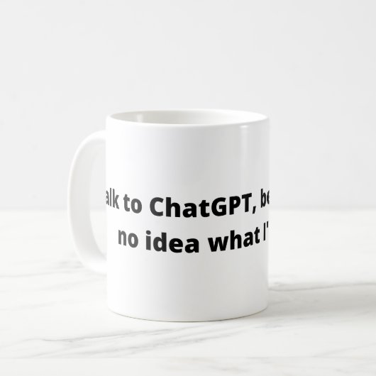 Praat met Chat GPT witte mok (Voorkant links)