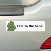 Praat met de hand! bumpersticker (Op auto)