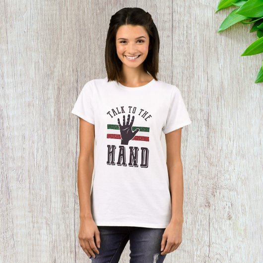 Praat met de Hand Distressed Hand Humor T-shirt