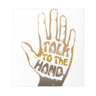 Praat met de hand notitieblok