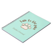 Praat met de poot geïllustreerd met een minimalist notitieboek (Linkerzijde)