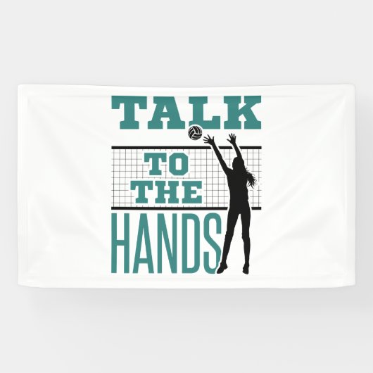 Praat met Funny Volleyball Middle Blocker Spandoek (Horizontaal)