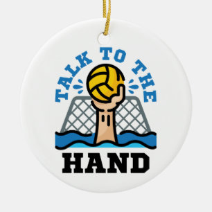 Praat met Hand Funny Water Polo Goalie Keramisch Ornament