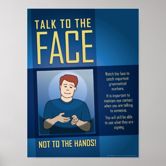 Praat met het gezicht. Een ASL Classroom poster. Poster (Voorkant)