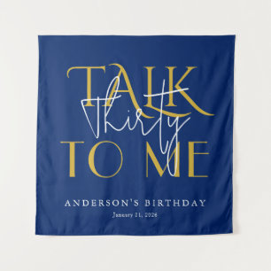 Praat Met Mij Dertig Verjaardagsfeest Muur Navy Wandkleed