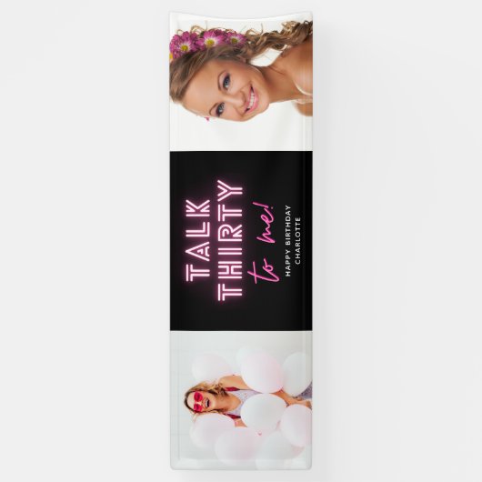 Praat met mij over 30e verjaardag Neon Pink Spandoek (Verticaal)