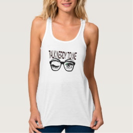 Praat nerdy tegen me Geek bril knipogen Eye Green Tanktop