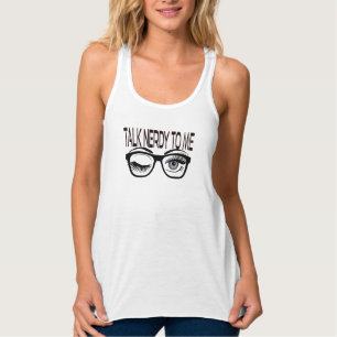 Praat nerdy tegen me Geek bril knipogen oog Paarse Tanktop