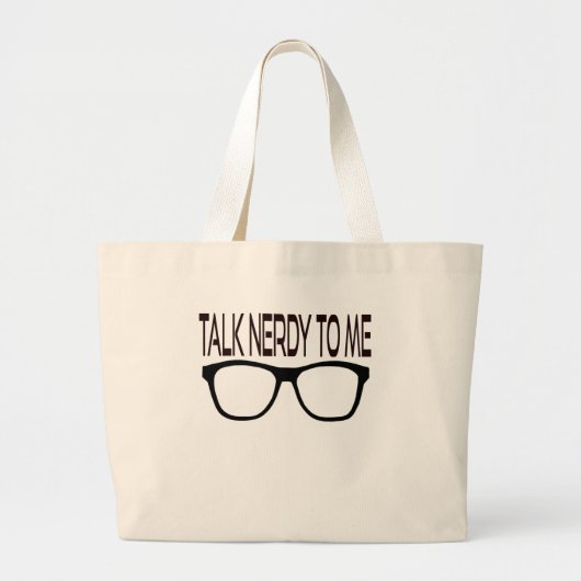 Praat nerdy tegen me met een zwarte geek bril grote tote bag (Voorkant)