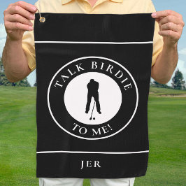 Praat over Birdie voor mij Golfer Funny Silhouette Golfhanddoek