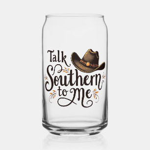 Praat Southern to Me Funny Cowboy Pet Western Blikvorm Glas