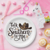 Praat Southern to Me Funny Cowboy Pet Western Papieren Bordje (Feest)