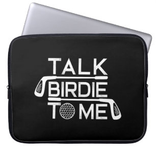 Praat tegen me grappig Golf Golfer Golfing Laptop Sleeve