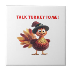 Praat Turk Met Mij Grappig Thanksgiving-ontwerp Cl Tegeltje