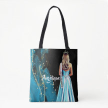 Pracht Tote Tas Blauw & Goud Glitter Pracht