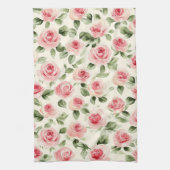 Prachte Roze Rozen Bloemstuk Theedoek (Verticaal)