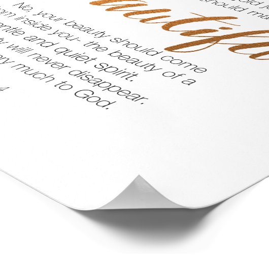 Prachtig, 1 Peter 3 de Verse van de Manuscript Poster (Hoek)