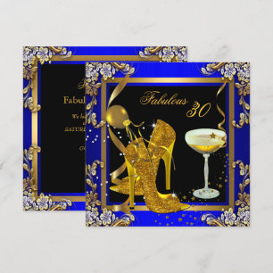 Prachtig 30 Royal Blue Gouden Verjaardagsfeestje Kaart