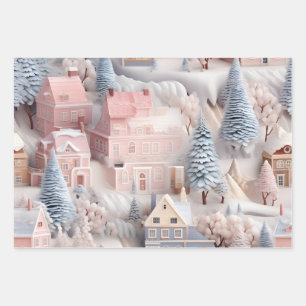 Prachtig 3D feestelijk kerstdorp Inpakpapier Vel