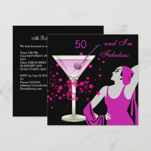 Prachtig 50 50e verjaardagsfeest Diva Roze Zwart Kaart