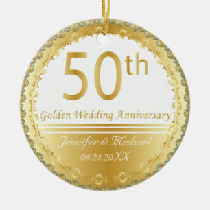 Prachtig 50e Golden Wedding Jubileum Keramisch Ornament