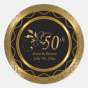 Prachtig 50e Golden Wedding Jubileum Ronde Sticker