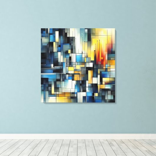 Prachtig Abstract in blauw Canvas Afdruk (Insitu (Houten vloer))