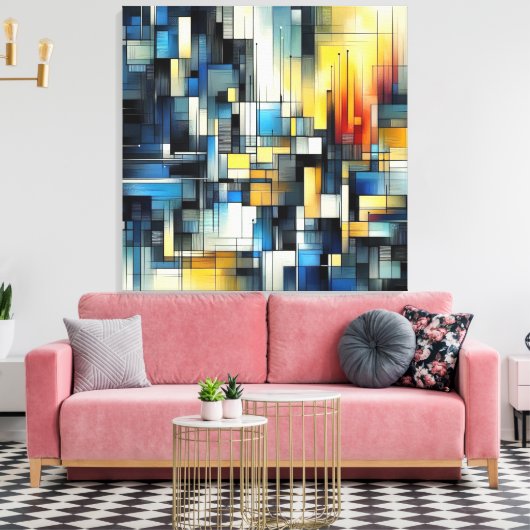 Prachtig Abstract in blauw Canvas Afdruk (Insitu (Woonkamer))