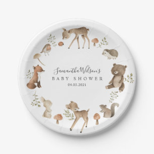 Prachtig Baby Bunny Deer Fox Floral Baby shower Papieren Bordje