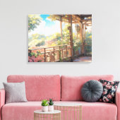 Prachtig Balkon landschap Uitzicht Paint Art Canvas Afdruk (Insitu (Woonkamer))