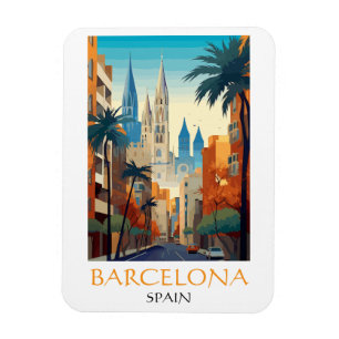 Prachtig Barcelona Spanje Retro Vintage Reizen Magneet