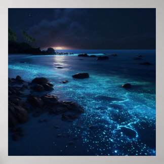Prachtig bioluminescent strand poster