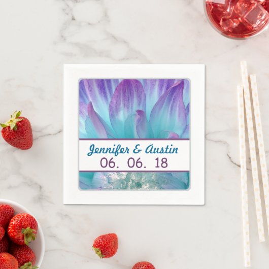 Prachtig blauw en Paarse bruiloft Dahlia A09 Servet (Insitu)