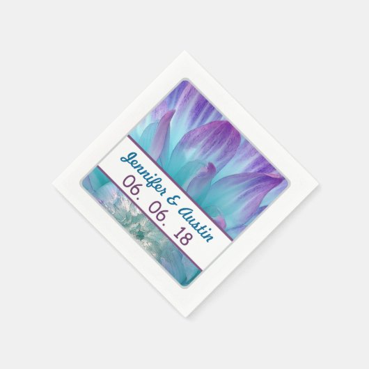 Prachtig blauw en Paarse bruiloft Dahlia A09 Servet (Hoek)