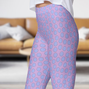 Prachtig blauw en Wisteria Polka Dot Pattern Leggings