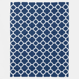 Prachtig Blauw Quatrefoil Marokkaans Patroon Fleece Deken