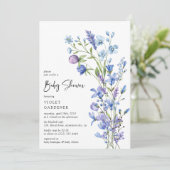 Prachtig blauw Wildflower Baby shower Kaart (Staand voorkant)
