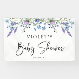Prachtig blauw Wildflower Baby shower Spandoek