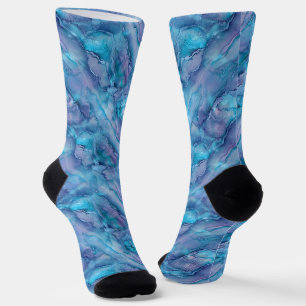 Prachtig Blauwe Marmerpatroon Sokken