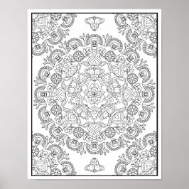Prachtig Bloem Mandala ontwerp voor het kleuren Poster