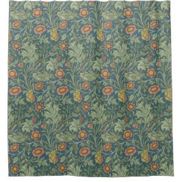 Prachtig bloemenpatroon William Morris Green Pink Douchegordijn