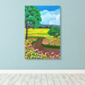 Prachtig bloemenveld canvas afdruk (Insitu (Houten vloer))