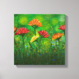 Prachtig bloemenveld canvas afdruk