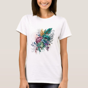 Prachtig bloemig T-shirt - Kies uw kleur!