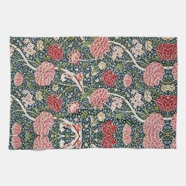 Prachtig bloemmotief gebladerte bloemen rood roze theedoek