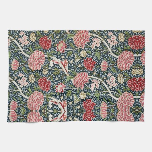 Prachtig bloemmotief gebladerte bloemen rood roze theedoek (Horizontaal)