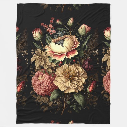 Prachtig  bloemstuk fleece deken (Voorkant)